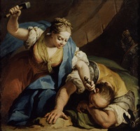 Jacopo Amigoni  (Venezia, 1682 - Madrid, 1752) Giaele uccide Sisara, 1739-1752 Olio su tela