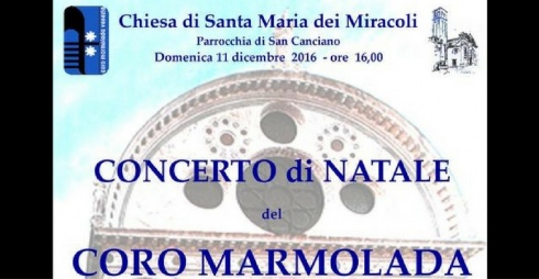 Locandina del Concerto di Natale alla Chiesa di Santa Maria dei Miracoli